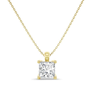 5.00 carat Pendentif solitaire avec diamant synthétique princesse en or jaune