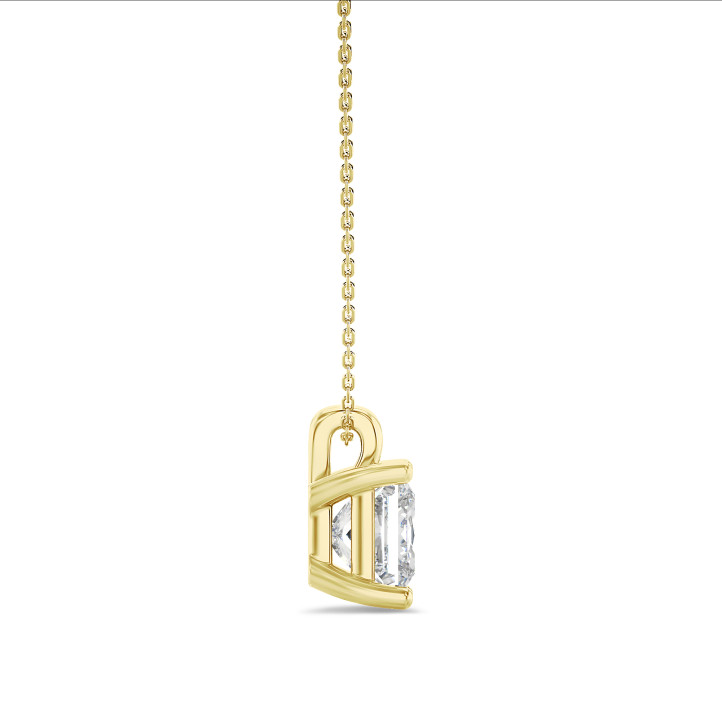 5.00 carat Pendentif solitaire avec diamant synthétique princesse en or jaune