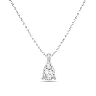 5.00 carat Pendentif solitaire avec diamant synthétique poire en or blanc