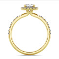5.00 carats bague solitaire de type auréole avec un diamant ovale en or jaune avec diamants ronds