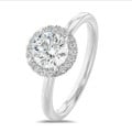 5.00 carat bague solitaire de type auréole en or blanc avec diamants ronds