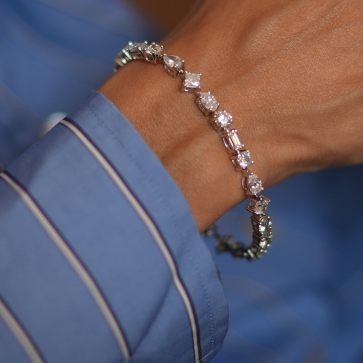 7.50 carat bracelet diamant synthétique en or jaune