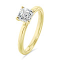 1.50 carat bague solitaire avec un diamant synthétique taille asscher en or jaune