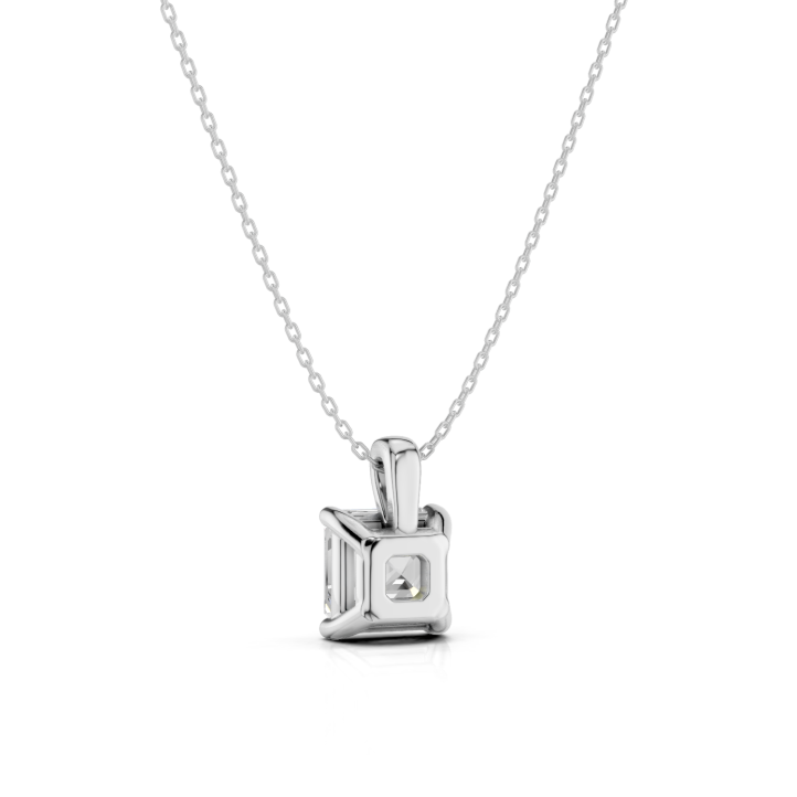 1.00 carat Pendentif solitaire avec un diamant synthétique de taille asscher en or blanc