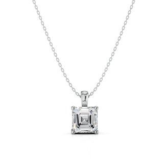 1.00 carat Pendentif solitaire avec un diamant de taille asscher en or blanc