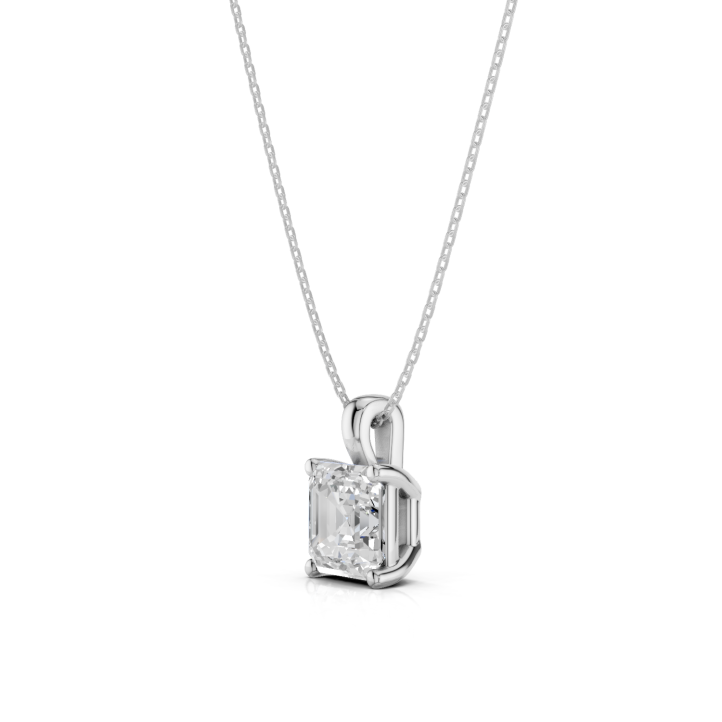 2.00 carat Pendentif solitaire avec un diamant synthétique de taille asscher en or blanc