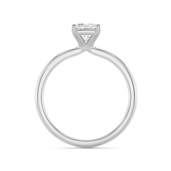 Bagues de fiançailles - 1.00 carat bague solitaire avec un diamant de taille radiant synthétique en or blanc
