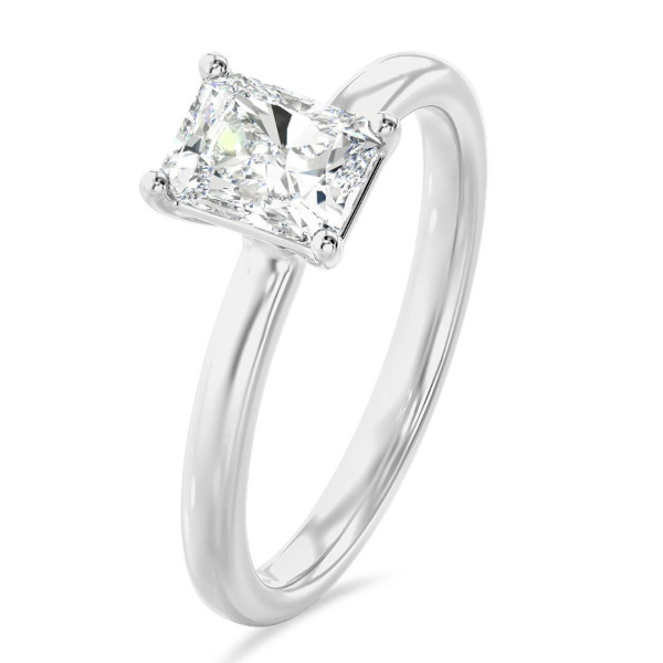 Bagues - 2.00 carat bague solitaire avec un diamant de taille radiant synthétique en or blanc
