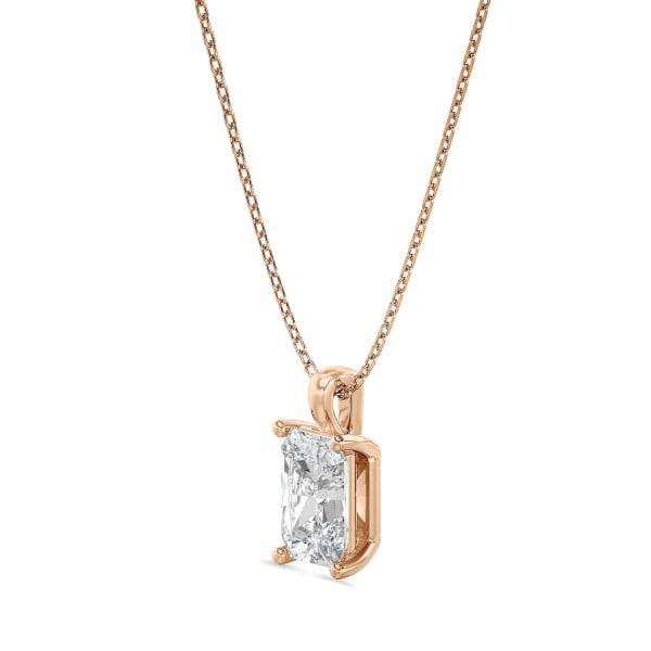 1.00 carat Pendentif solitaire avec diamant de taille radiant en or rouge