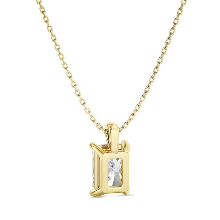 1.00 carat Pendentif solitaire avec diamant de taille radiant synthétique en or jaune