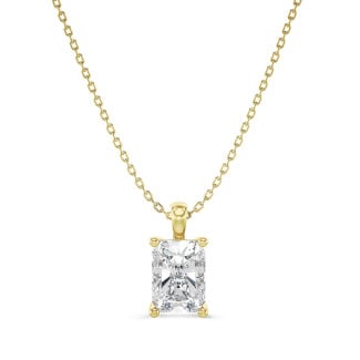 2.00 carat Pendentif solitaire avec diamant de taille radiant synthétique en or jaune