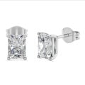 3.00 carat Boucles d'oreilles en or blanc avec diamants de taille radiant solitaire