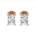 4.00 carat Boucles d'oreilles en or rouge avec diamants de taille radiant solitaire
