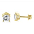 3.00 carats Boucles d'oreilles en or jaune avec diamants taille asscher