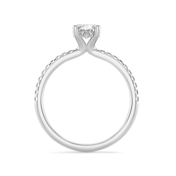 Search all PLP - 1.00 carats bague solitaire avec un diamant ovale et un halo caché en or blanc