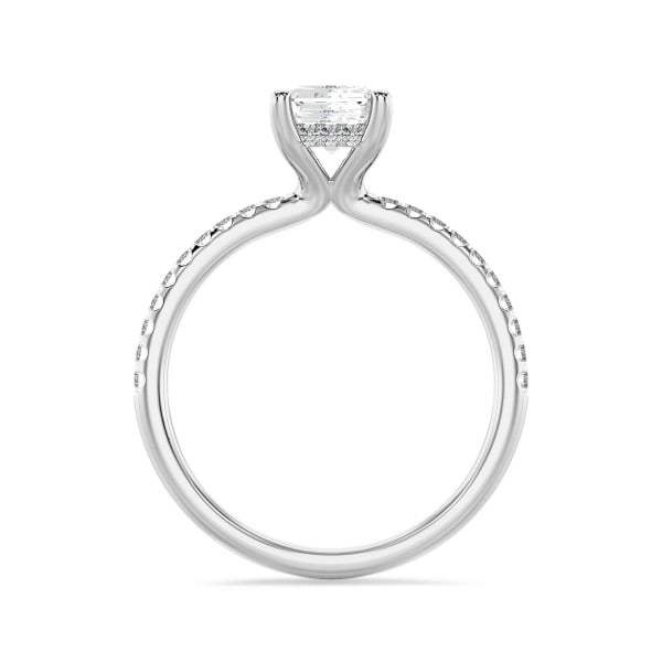 Search all PLP - 3.00 carat bague solitaire avec un diamant de taille radiant synthétique et un halo caché en or blanc