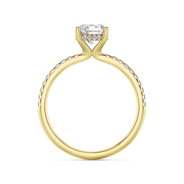 Bagues de fiançailles - 1.00 carat bague solitaire en or jaune avec un halo caché