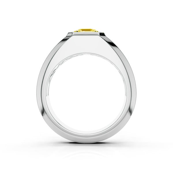 Search all PLP - 2.00 carat chevalière avec un diamant jaune de taille asscher en or blanc