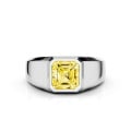 2.00 carat chevalière avec un diamant jaune de taille asscher en platine