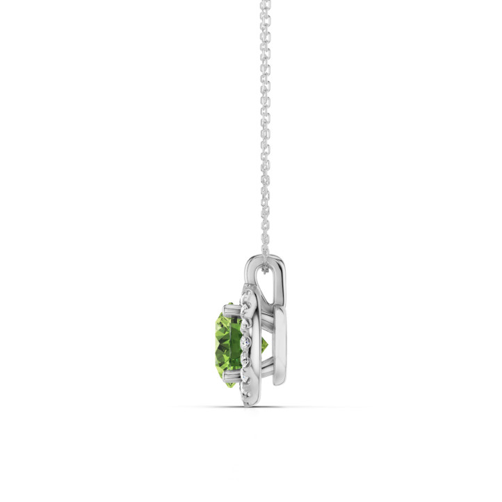 Collier halo avec diamant Fancy Vivid Green de synthèse 1,00 carat en or blanc
