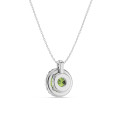 Collier halo avec diamant Fancy Vivid Green de synthèse 1,00 carat en or blanc