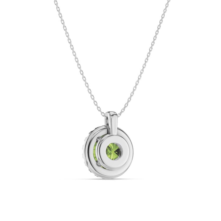 Collier halo avec diamant Fancy Vivid Green de synthèse 1,00 carat en or blanc