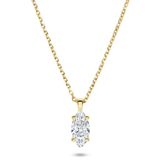 1.00 carat Pendentif solitaire avec diamant de laboratoire marquise en or jaune