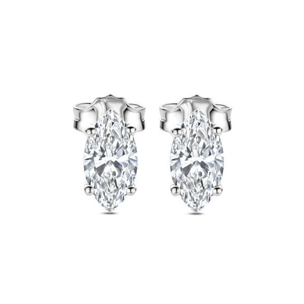 Boucles d'oreilles - 2.00 carats Boucles d'oreilles en or blanc avec diamant de laboratoire marquise solitaire