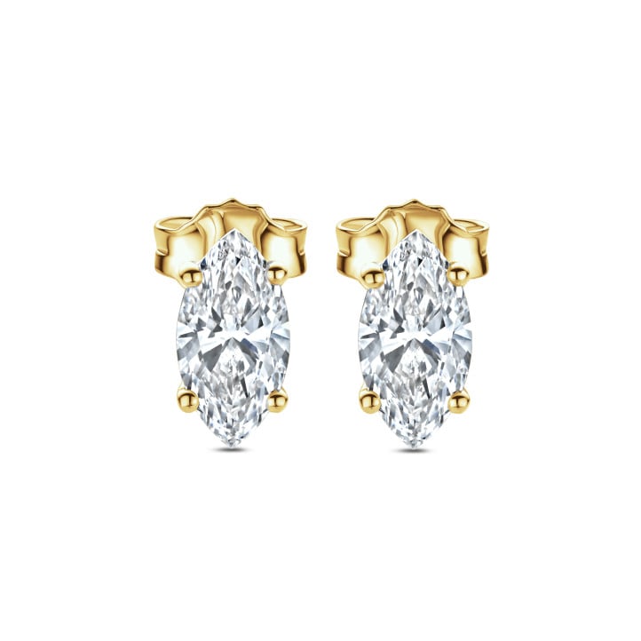 2.00 carats Boucles d'oreilles en or jaune avec diamant de laboratoire marquise solitaire