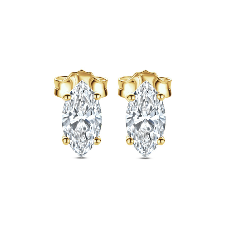 4.00 carats Boucles d'oreilles en or jaune avec diamant de laboratoire marquise solitaire