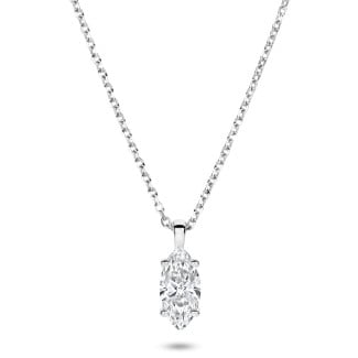 5.00 carat Pendentif solitaire avec diamant synthétique marquise en or blanc