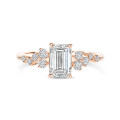 Bague solitaire à grappes de 1.00 carat en or rouge avec un diamant taille émeraude 
