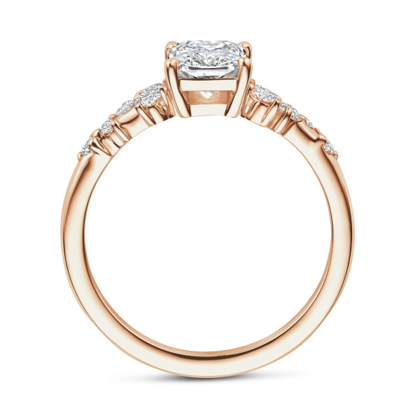 Bagues - Bague solitaire en grappe de 2.00 carat en or rouge avec un diamant taille radiant