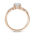 Bague solitaire en grappe de 1.00 carat en or rouge avec un diamant taille coussin