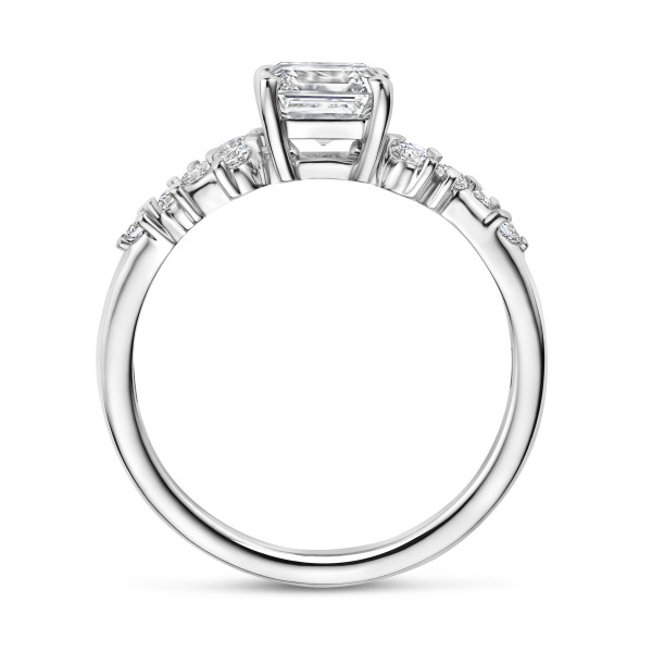 Bagues - Bague solitaire en grappe de 2.00 carat en or blanc avec un diamant taille Asscher 
