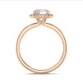 2.50克拉Halo光環圍鑲培育單鑽玫瑰金戒指