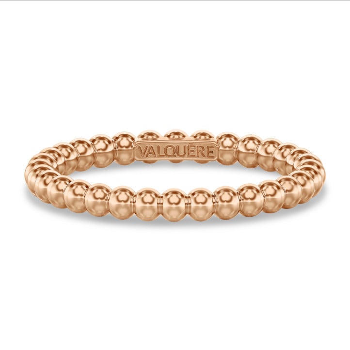 可疊戴串珠玫瑰金戒指