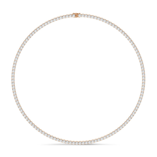 Collane - Collana a maglie dritte con diamanti da 14,60 carati in oro rosso