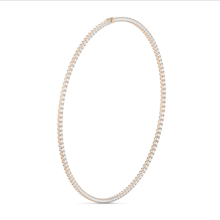 Collana a maglie dritte con diamanti da 14,60 carati in oro rosso