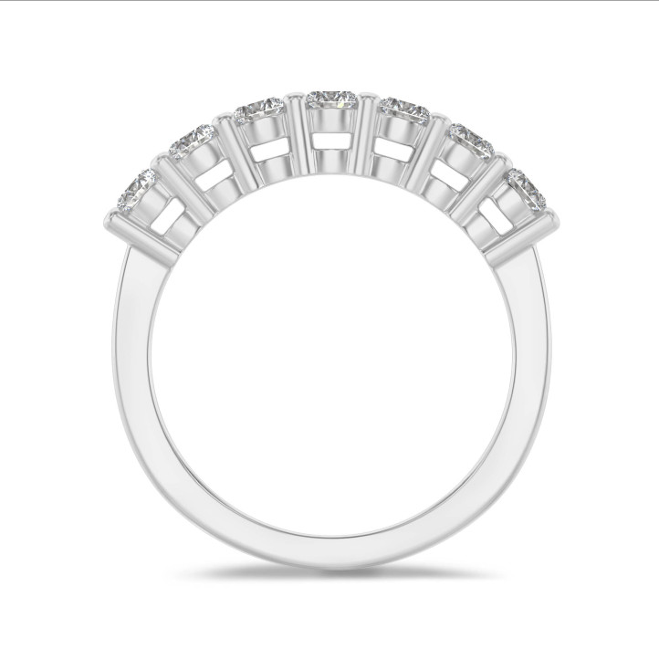 Anello a semi-castone con diamanti da 0,70 carati in oro bianco