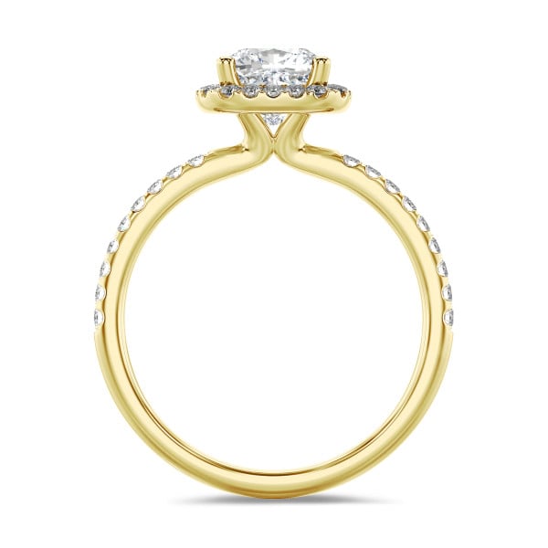 Search all PLP - Anello solitario halo da 2,00 carati con diamante cushion coltivato in laboratorio in oro giallo con diamanti tondi coltivati in laboratorio