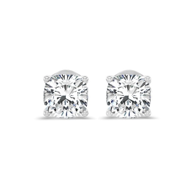 Orecchini - Orecchini con diamante solitario da 2,00 carati, taglio a cuscino, , in oro bianco