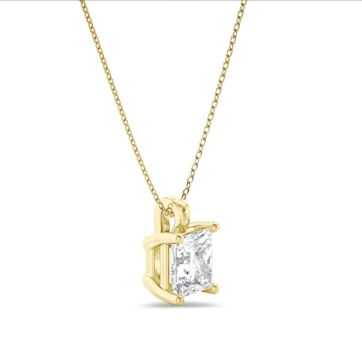 Pendente con diamante solitario da 3,00 carati coltivato in laboratorio in oro giallo
