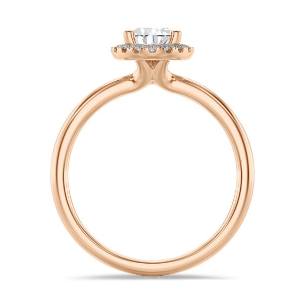 Anelli - Anello solitario halo da 1,50 carati con diamante pera in oro rosso con diamanti rotondi