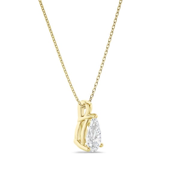 Collane - Pendente con diamante solitario da 1,00 carati tagliato a goccia, , in oro giallo