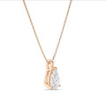 Pendente con diamante solitario da 1,00 carati tagliato a goccia e , in oro rosso
