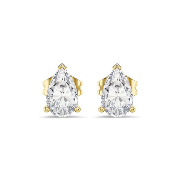 Orecchini - Orecchini con diamante solitario da 2,00 carati tagliato a goccia e , in oro giallo
