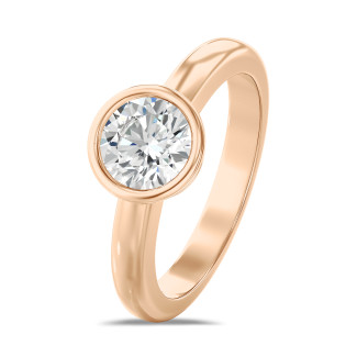 Anello solitario da 1,50 carati in oro rosso con diamante rotondo coltivato in laboratorio