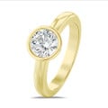 Anello solitario da 1,50 carati in oro giallo con diamante tondo coltivato in laboratorio