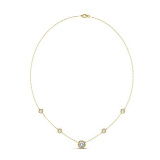 Collana satellite con diamante da 1,80 carati coltivato in laboratorio in oro giallo